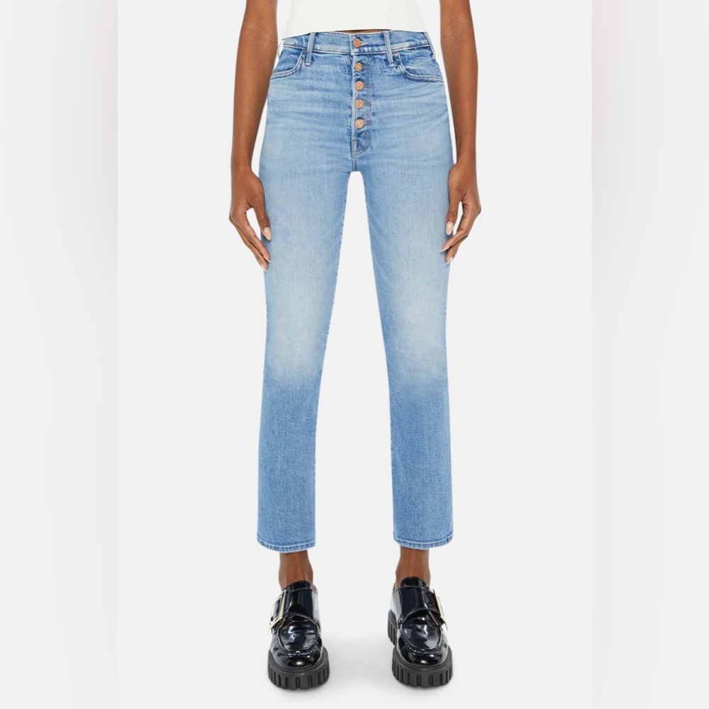 Mother Pixie Hustler Ankle Jeans Tarot Time Size 28 Straight Stretch Button Fly